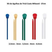 Kit 5 Agulha Trico Milward 37cm - 2,5-3-3,5-4 e 4,5mm