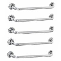 Kit 5 Alças Apoio Banheiro Inox Idoso Cadeirante Deficiente Acessibilidade