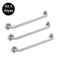 Kit 5 Alças Apoio Banheiro Inox Idoso Cadeirante Deficiente Acessibilidade