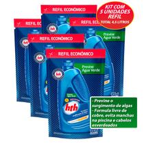 Kit 5 Algicida Manutenção Hth Previne Água Verde Algas Líquido Para Piscinas Refil 900ml