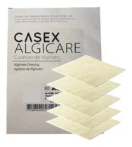 Kit 5 Alginato Calcio Original P/ Feridas Lesoes 5x5cm Casex