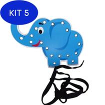 Kit 5 Alinhavo Infantil Elefante Brinquedo Educativo E