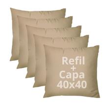 Kit 5 Almofadas Bege 40x40 com Refil + Capa Conforto e Estilo para Sua Decoração Kit 5 Almofadas Bege 40x40 com Refil + Capa Conforto e Estilo para Sua Decoração