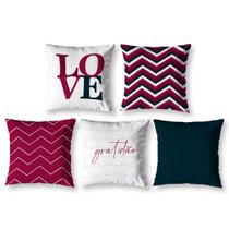 Kit 5 Almofadas Cheias 40 X 40 Estampadas Chevron Vermelho Kit 5 Almofadas Cheias 40 X 40 Estampadas Chevron Vermelho