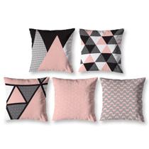 Kit 5 Almofadas Cheias 40Cm X 40Cm Estampadas Geo Rosa