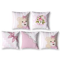 Kit 5 Almofadas Cheias Estampadas Infantil 40cm x 40cm Zíper invisível Digital Decorativa