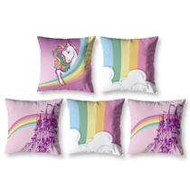 Kit 5 Almofadas Cheias Infantil 40 X 40 Zíper Unicornio 2
