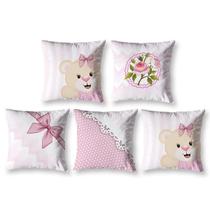 Kit 5 Almofadas Cheias Infantil 40Cm X 40Cm Zíper Ursinha Kit 5 Almofadas Cheias Infantil 40Cm X 40Cm Zíper Ursinha