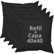 Kit 5 Almofadas Pretas 40x40 com Refil + Capa Conforto e Estilo para Sua Decoração Kit 5 Almofadas Pretas 40x40 com Refil + Capa Conforto e Estilo para Sua Decoração