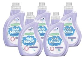 kit 5 Amaciante de Roupas Vida Macia Glicerina & Amêndoas 1L