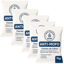 Kit 5 Antimofo 1Kg Cloreto De Cálcio Absorve Umidade Kit 5 Antimofo 1Kg Cloreto De Cálcio Absorve Umidade