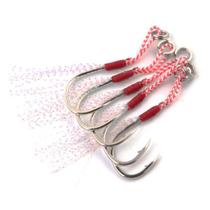 Kit 5 Anzol Suporte Hook Pesca Pena Penacho Isca Artificial