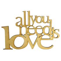 Kit 5 Aplique Frase All You Need is Love 15x10 Mdf Madeira Cru
