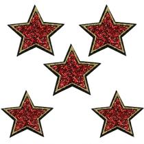 Kit 5 Apliques Estrela Termocolante com Brilho 4x4cm Patch para Customizar Roupas e Tecidos 8 Cores Disponíveis