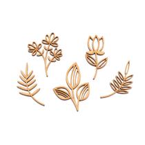 Kit 5 Apliques Flores II Artesanato Decoração Recorte A Laser MDF Cru