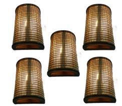 Kit 5 Arandela De Parede Revestida Em Bambu P/ Kit 5 Arandela De Parede Revestida Em Bambu P/