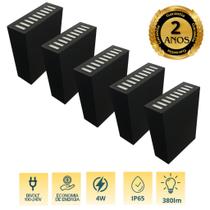 Kit 5 Arandela Duo Led 4w Ip65 3000k Branco /Preto 2 Fachos Duplo