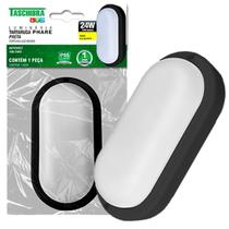 Kit 5 Arandela Tartaruga Led Preta Ip65 24w Branco Quente 3000K