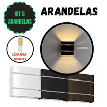 Kit 5 Arandelas com Lâmpadas LED G9 Facho Duplo Bivolt, Luminária de Parede Interna e Externa Facho Duplo para Jardim, Piscina, Muro e Corredor
