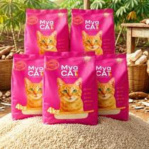 Kit 5 Areia Higienica Gato 20Kg Mya Mandioca Natural Antiodor