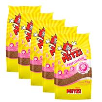 Kit 5 Areias Granulados Para Gato Mitzi Perfumado 4kg