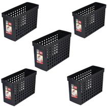 Kit 5 Arquivos Plástico 42x27cm Estreito Furação Preto Ordene Etiqueta Identificadora Kit 5 Arquivos Plástico 42x27cm Estreito Furação Preto Ordene Etiqueta Identificadora