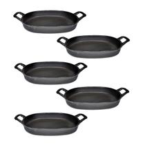 Kit 5 Assadeira De Ferro Lisa Oval Alça Ferro St 35X24Cm