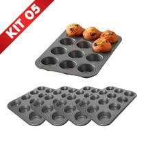 Kit 5 Assadeira Formas Cupcake 12 Cavidades Antiaderente Empada Bolinhos Pão Mel Queijo Grande Metal Kit 5 Assadeira Formas Cupcake 12 Cavidades Antiaderente Empada Bolinhos Pão Mel Queijo Grande Metal
