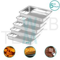 Kit 5 Assadeiras Retangular Alta nº3 Alumínio Sustentável para Assados, Bolos, Lasanha, Cozimento Uniforme, Fácil Limpeza, Uso Caseiro ou Profissional Kit 5 Assadeiras Retangular Alta nº3 Alumínio Sustentável para Assados, Bolos, Lasanha, Cozimento Uniforme, Fácil Limpeza, Uso Caseiro ou Profissional