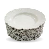 Kit 5 Até 50 Prato Fundo Pétala com Borda Branco Refeição Churrasco Festa Pratos Plastico