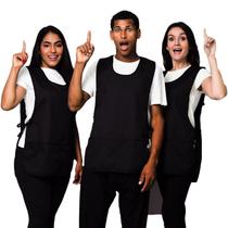 Kit 5 Avental Bata Frente e Costa Liso Preto Oxford Com 2 Bolsos LojaLoja Kit 5 Avental Bata Frente e Costa Liso Preto Oxford Com 2 Bolsos LojaLoja