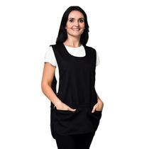 Kit 5 Avental Bata Oxford Liso Preto Frente e Costa Com 2 Bolsos Kit 5 Avental Bata Oxford Liso Preto Frente e Costa Com 2 Bolsos