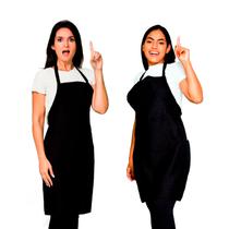 Kit 5 Avental Liso Oxford Frontal Preto Com Bolso Grande Lojaloja