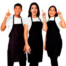 Kit 5 Avental Lojaloja Frontal Preto Com Bolso Grande Liso Oxford Kit 5 Avental Lojaloja Frontal Preto Com Bolso Grande Liso Oxford