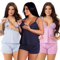 Kit 5 Baby Doll Amamentação com Short e Camiseta Gestante Maternidade PósParto Prático e Confortável Kit 5 Baby Doll Amamentação com Short e Camiseta Gestante Maternidade PósParto Prático e Confortável