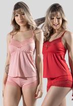 Kit 5 Baby Doll Liganete WLS Modas Feminino Sem Bojo Com Renda