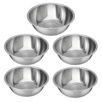 Kit 5 Bacia Tigela Bowl de Inox Pequena Redonda 35cm 5 Litros Uny Home