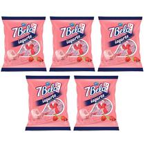 Kit 5 Bala Mastigável 7 Belo Sabor Iogurte Pacote 100g Doces Balas