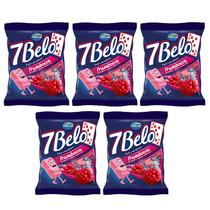 Kit 5 Bala Mastigavel Arcor 7 Belo Framboesa 100g Doces Balas