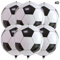 Kit 5 Balão Futebol Bola 22 Polegadas Metalizado Grande 4D