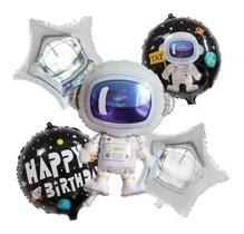 Kit 5 Balão Metalizado Astronauta Planeta Festa Decoração