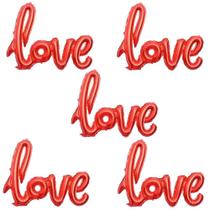 Kit 5 Balão Metalizado Love Festa Namorados 108 X 64 Cm