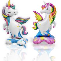 Kit 5 Balão Unicórnio Colorido Metalizado Base Centro Mesa