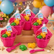 Kit 5 Balde De Praia Infantil Castelo De Areia Kit Com 7 Peças Rosa