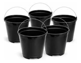 Kit 5 Balde Reforçado 12 Litros Com Alça De Ferro Profissional