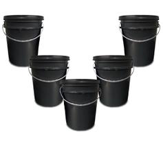 Kit 5 Baldes 20 Litros Preto Tampa e Alça Uso Geral Reservatório Reforçado Armazenamento Kit 5 Baldes 20 Litros Preto Tampa e Alça Uso Geral Reservatório Reforçado Armazenamento