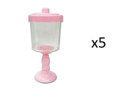 Kit 5 Baleiros Decorativos Rosa Com Suporte 26X11Cm