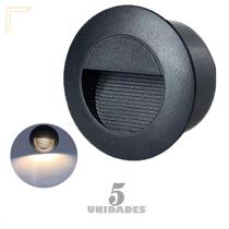 Kit 5 Balizador Embutir Parede Redondo Preto Corredor Lup74