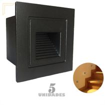 Kit 5 Balizador Externo Embutir Parede Preto Mini Escada