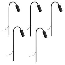 Kit 5 Balizadores Espetos Luminárias Jardim Curvo Preto 65cm